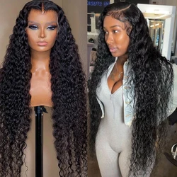 Perruque Lace Front Wig 360 naturelle, cheveux ondulés, 30 pouces, 13x6, Hd, Deep Wave, pour femmes africaines