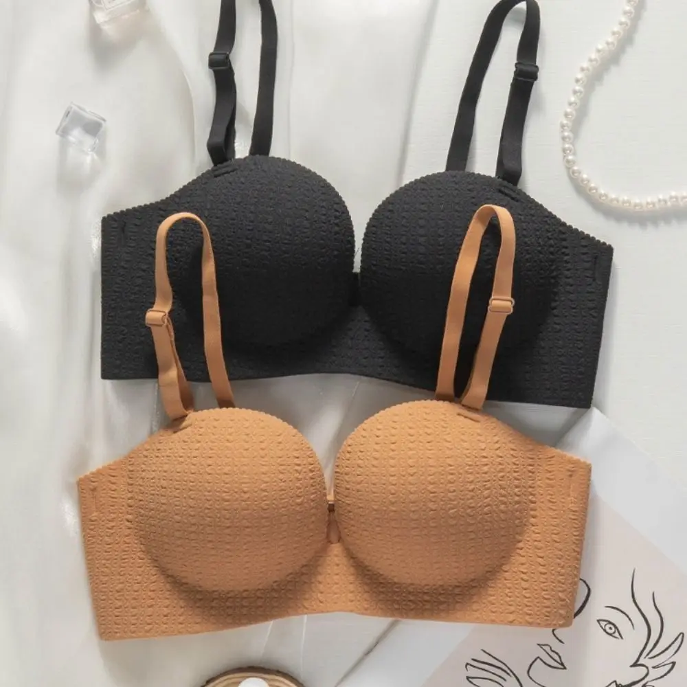 

Simple Shockproof Seamless Deep V Bras Push Up Anti-sagging Wireless Bra Lingerie Underwear for Women Daily