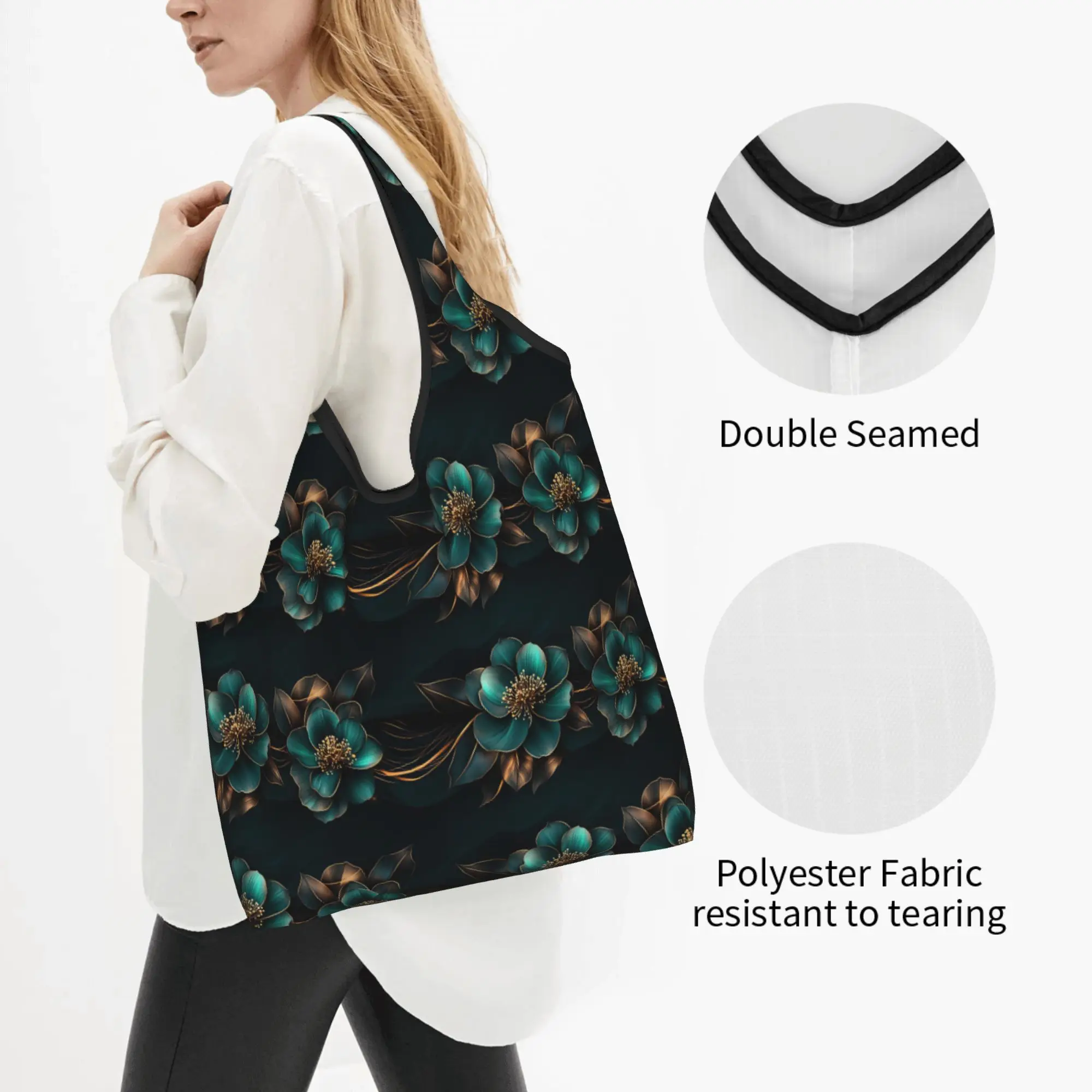 Custom Fashion Trend 3D Flowers Shopping Bag Women Portable Big Capacity Grocery Luxury High 3D Floral Shopper Tote Bags