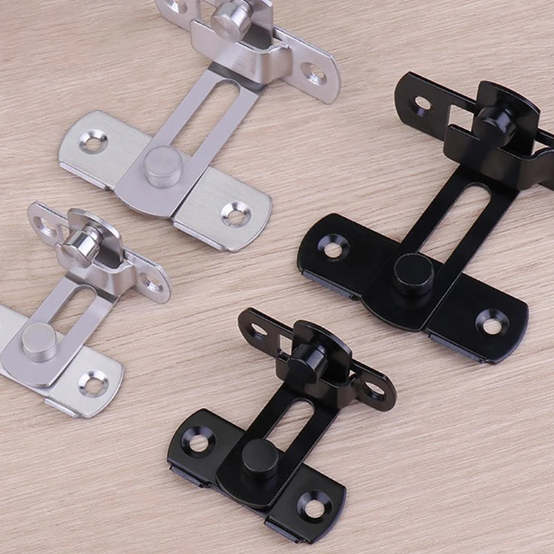 Door Lock Guard Latch Bolt 90 180 Degree Stainless Steel Toggle Latch Sliding barn Door Lock Black Iron Right Angle barn Lock