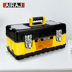 AIRAJ 16Inch Multiple Specifications Toolbox Double Layer Tools Storage Box with Handle Multifunctional Portable Tool Organizer
