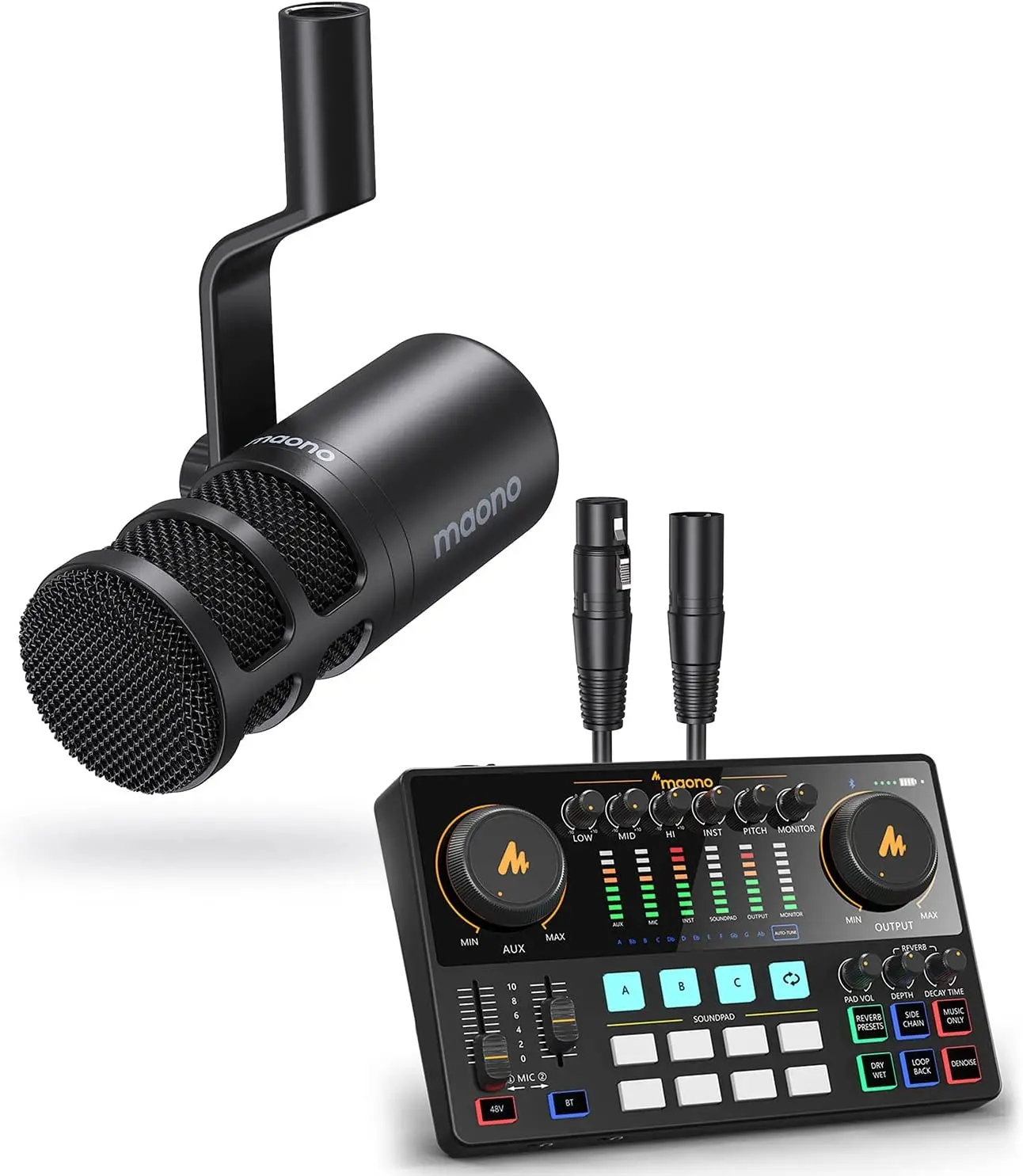 

MAONO Podcast Equipment Bundle Podcast Mixer Dynamic Microphone DJ Headphone Monitor Speaker Podcast Sound Cards Audio Mixers