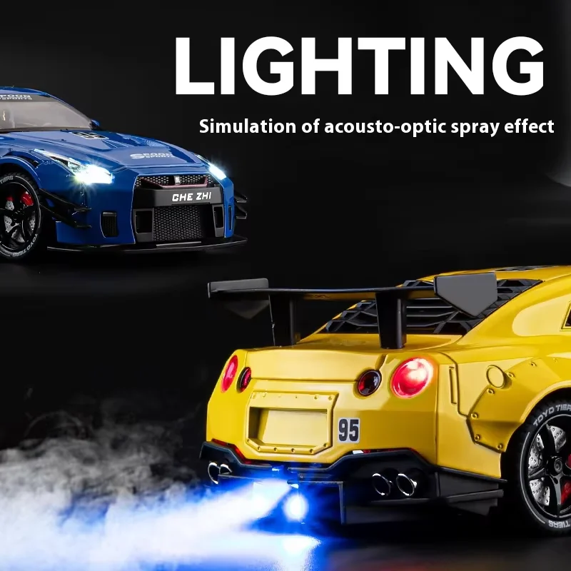 1:24 Skyline Ares Sportwagen Spray Legering Diecast Model Auto Geluid & Licht kinderen Desktop Concurrentie Speelgoed Collectibles Geschenken