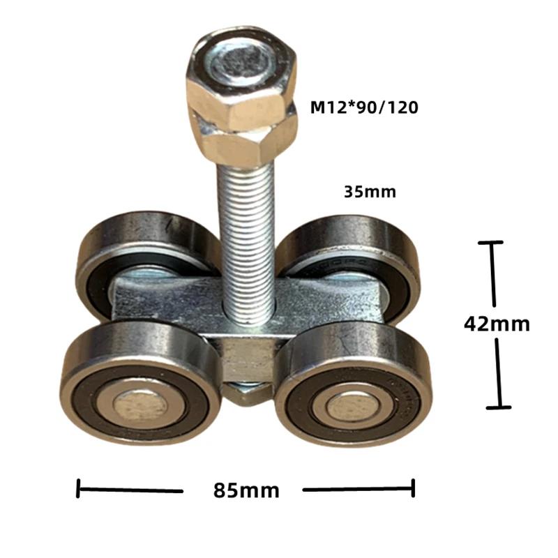 1 Piece Steel Bearing Pulley Hanging Wheel Parts Barn Door Rollers 4 Wheel Trolley Assembly Roller Hanging Sliding Track Wheel view 2