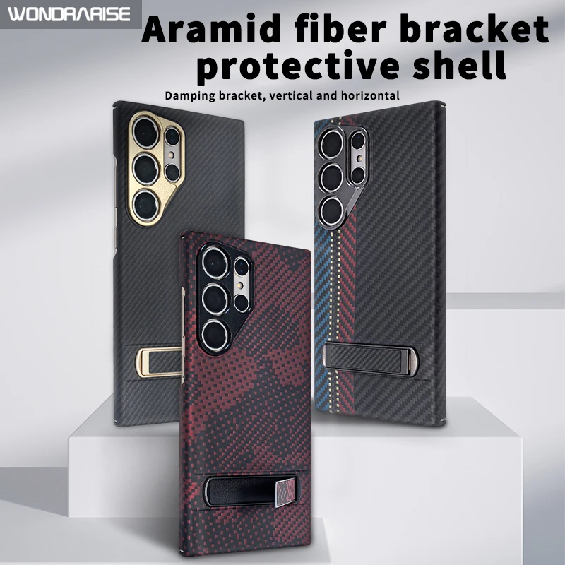 WONDRARISE Luxury Aramid Fiber Case for Samsung Galaxy S24 Ultra, Ultra-Thin,Fully Protective Cover with Built-in Stand Function