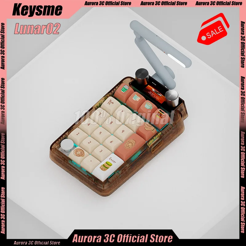 

KeysMe Lunar02 Mini Mechanical Keypad 21 Keys Bluetooth 2.4G Keyboard RGB Customization Keypad Numpad Hot-Swap Keyboard For PC