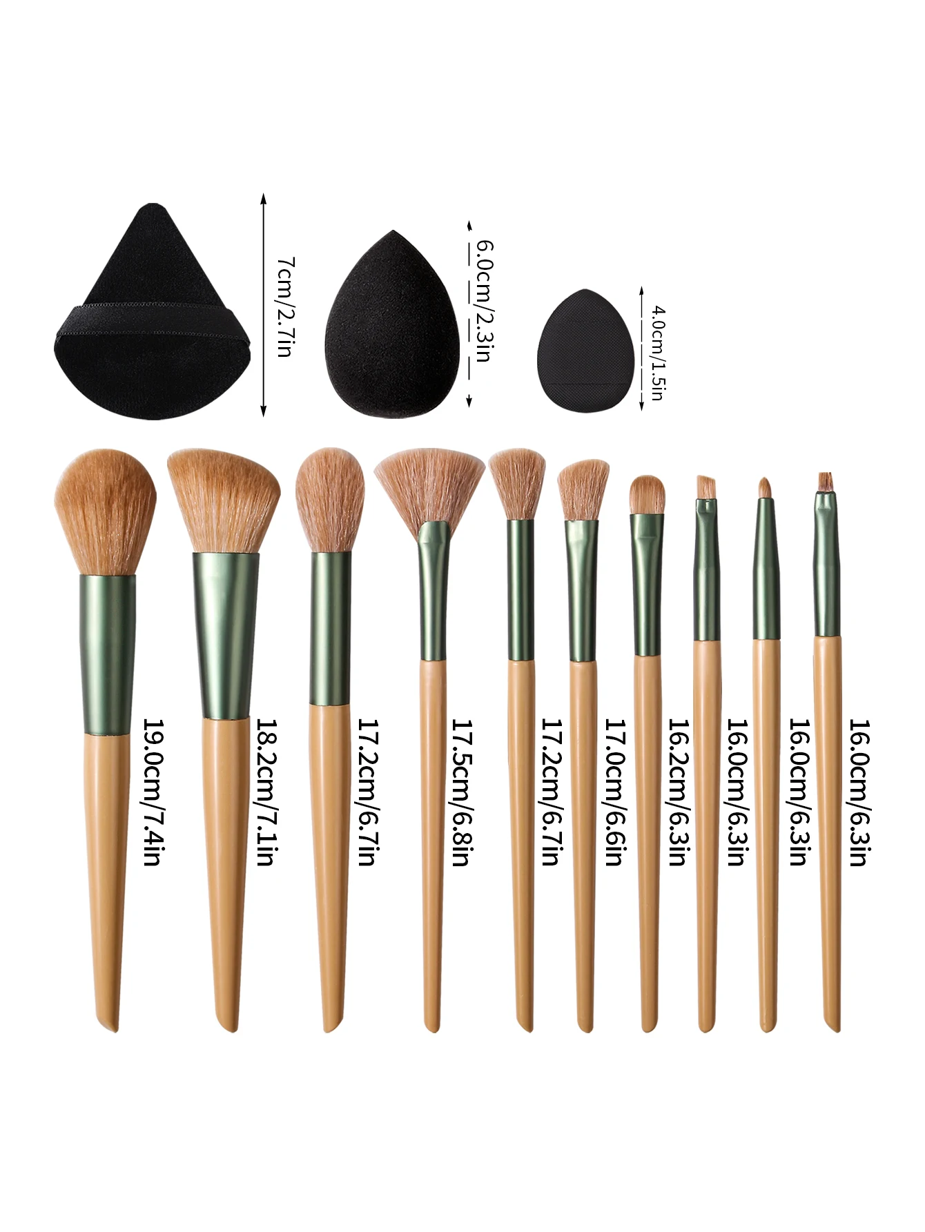 16 قطعة من فرشاة بودرة الوجه متعددة الوظائف، وفرشاة أحمر الخدود ومجموعة فرش المكياج ومجموعة منتفخة مسحوق إسفنجية للمكياج غير لاصقة #6