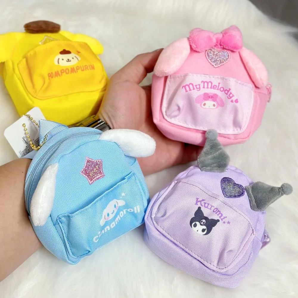 Miniso Japanese Cartoon Sanrio New Creative Wrist Bag Kuromi Doll Cinnamon Dog Melody Headphone Bag Gift