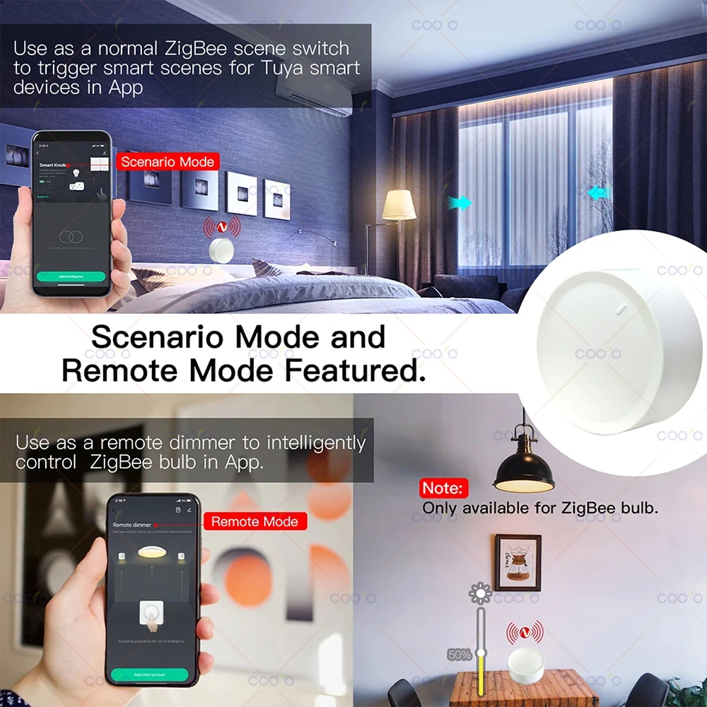 Tuya ZigBee Smart Knob Switch Dimmer Removeable Wireless Scene Linkage Push Button Light Automation Scenarion Remote Panel