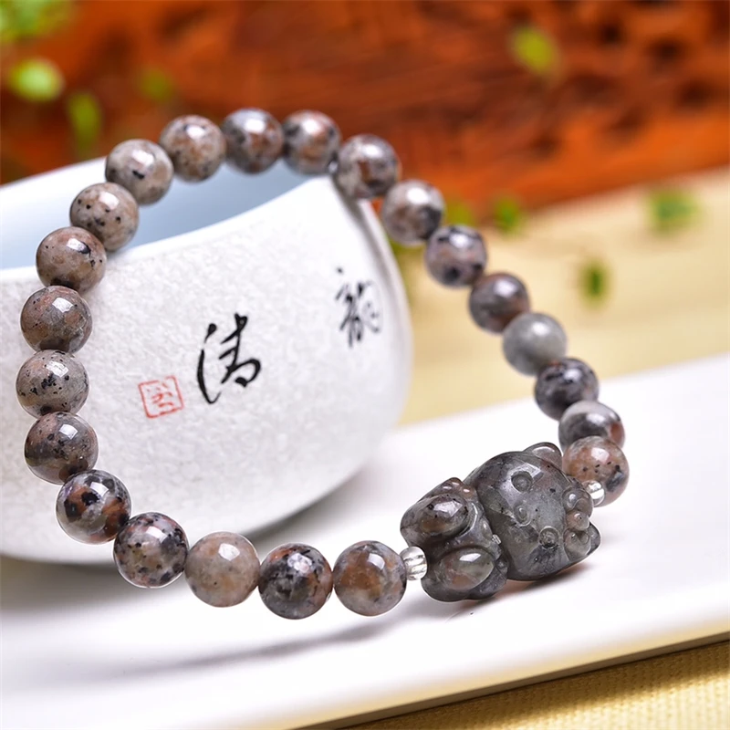 6MM Natural Yooperlite Cartoon KT Cat Carving Bracelet Crystal Stone Reiki Healing Fashion Men Women Bangles Yoga Jewelry Gift