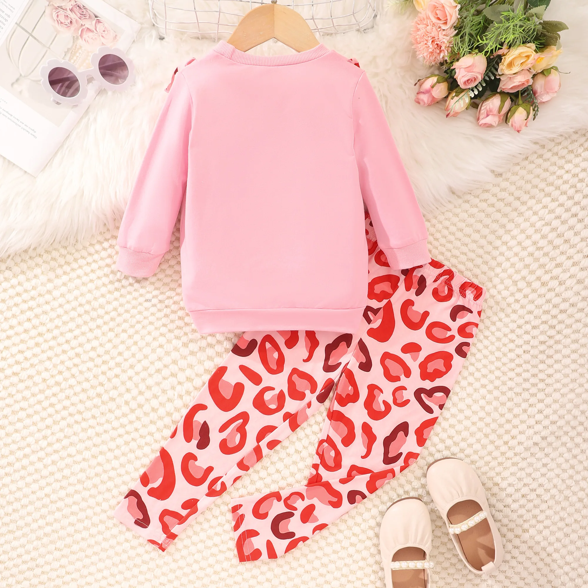 2024 Kids Girls Clothing Set Autumn Winter 2 Pcs Set Casual Long Sleeve Round Neck Girls Outfits Ruffle Children Suit 3-7 Years