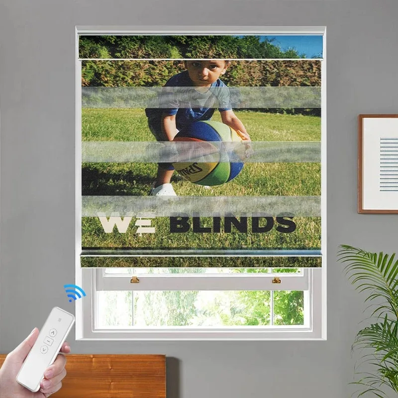 【Best Selling】Motorized Electric Smart Alexa Print Roller Blinds Diy Graphic Shades Modern Blinds