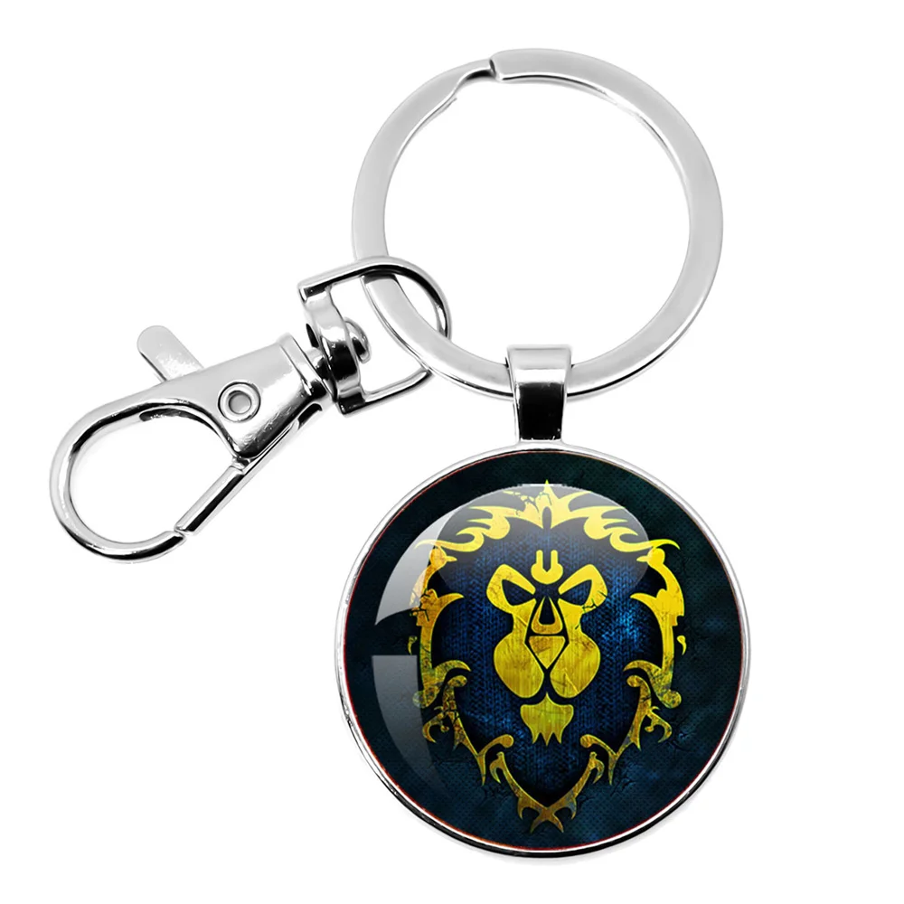 Game World Of Warcraft Keychain WOW Glass Pendant Key Chain For Women Men Keyring Jewelry Hearthstone