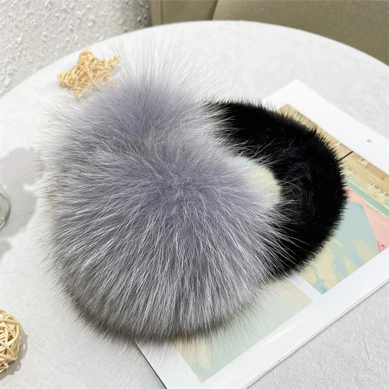 2023 paraorecchie in peluche da donna Winter Luxury True Fox Hair cuffie calde addensate paraorecchie in peluche per esterni morbidi e soffici