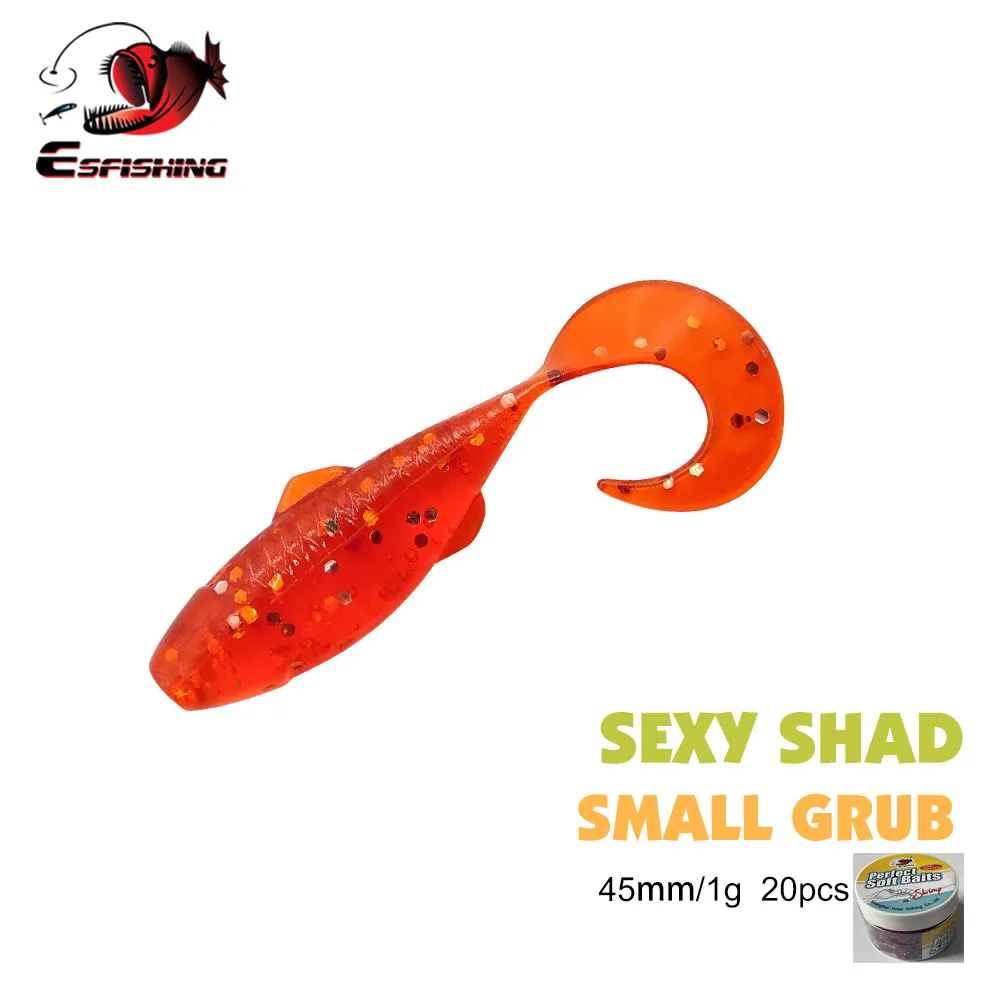 ESFISHING soft bait Sexy Shad 45mm 20pcs carp fishing leurres souples Peche small grub lures