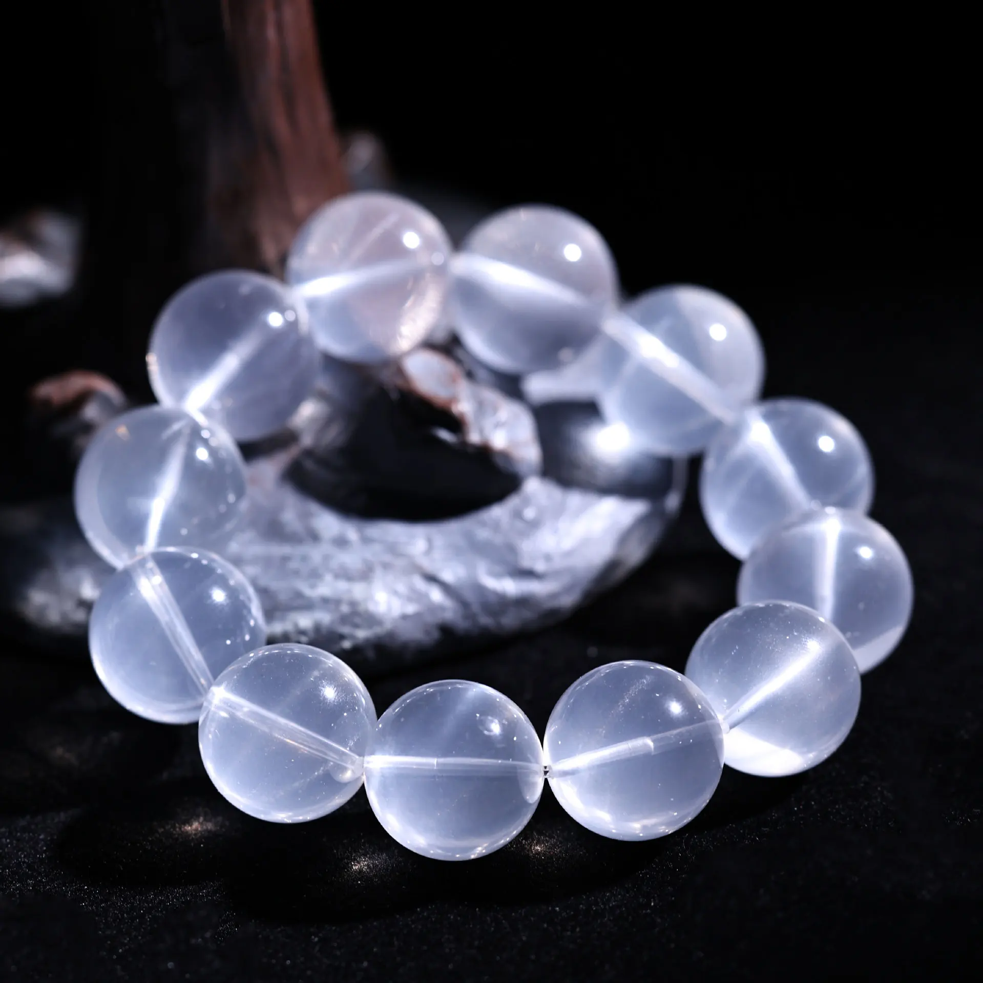 

Natural Blue Sand White Crystal Bracelet, Himalayan Mountain Energy, Pure Meteor Beads, Unisex Gift for Men & Women