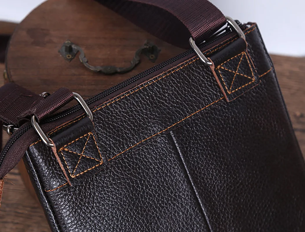 Messenger Bags Mannen Nieuwe Mode Casual Vintage Business Echt Leer Kleine Crossbody Schouder Effen Kleur Man