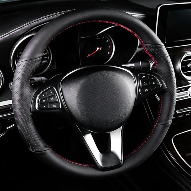 

Car Steering Wheel Cover Black Braiding Microfiber Leather For Mercedes-Benz C180 C200 W205 C300 B200 Auto Interior Accessories