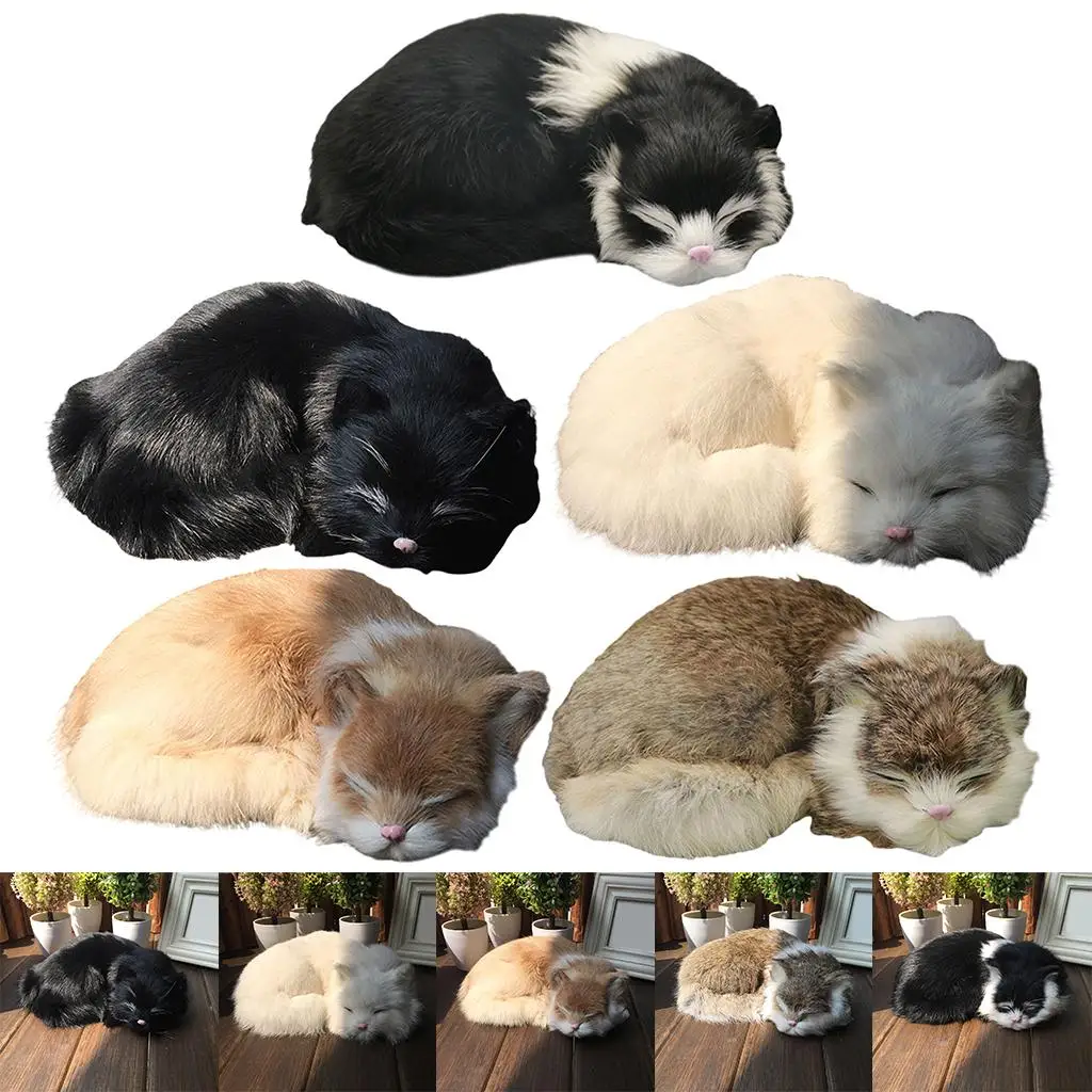 현실적인 고양이 귀여운 봉제 동물 입상 인형 장난감 크리스마스 장식품 선물