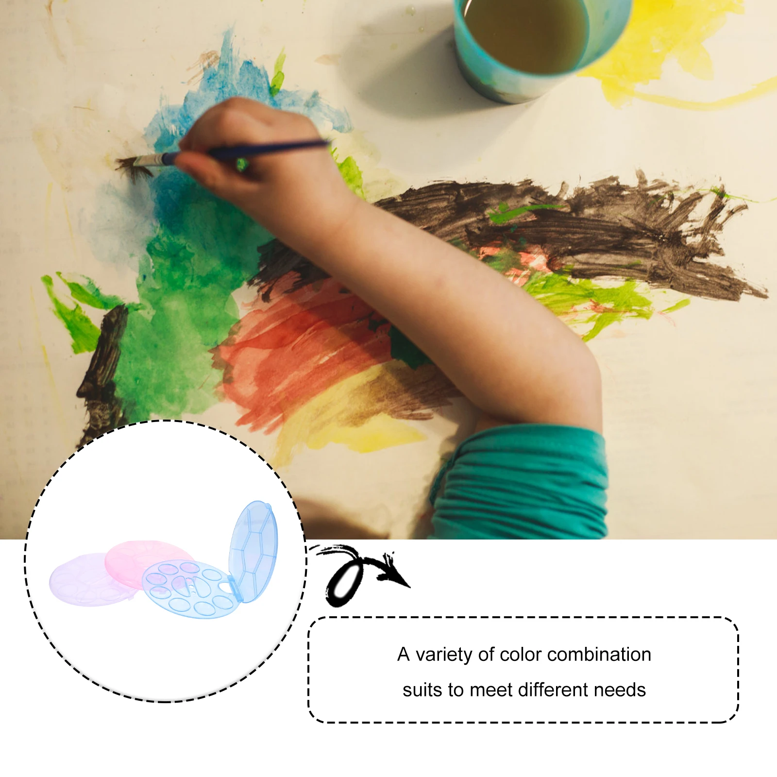 

3 Pcs Palette Paint Trays DIY Art Painting Board Color Mixing Plates Watercolor Pigment Art Supplies Plastic Lightweight Safe