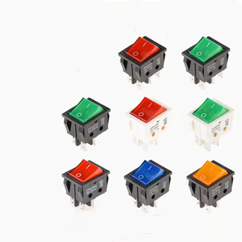 5pcs KCD4 30A 250V Rocker Switch 25x31mm ON-OFF 2 Position 4 Pin With Light Power Switch