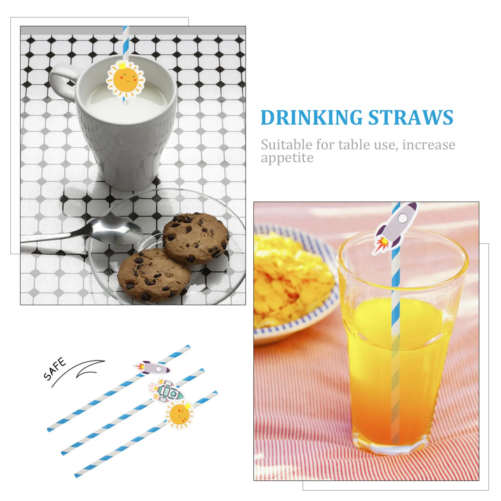 

48Pcs Paper Straws Durable Sturdy Lovely Striped Practical Beverage Straws for Milk Tea Juice Coffee Alcohol Cold