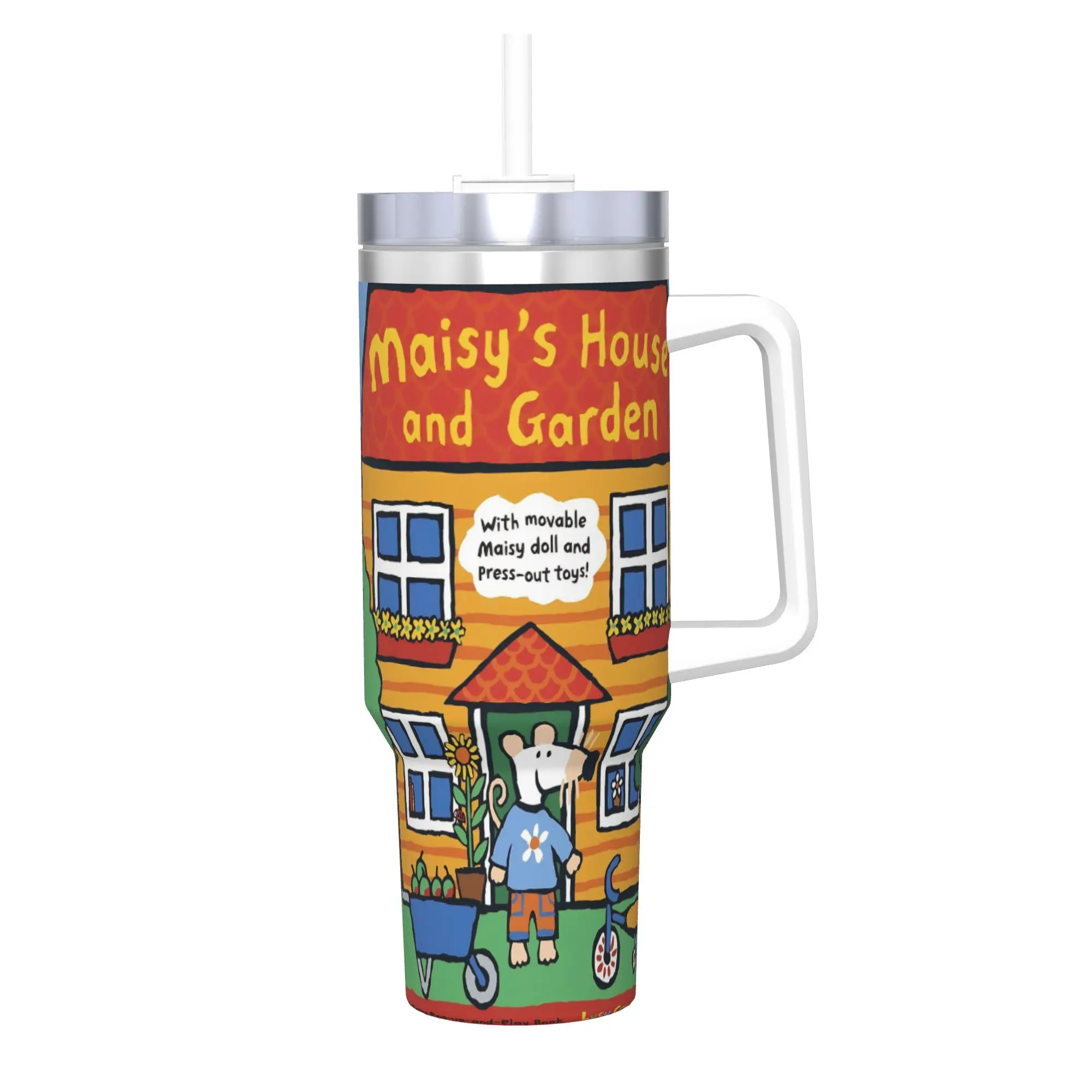 Maisy Mouse Tumbler With Straw  Stainless Steel Mug Cups Double Wall Vacuum Insulated for Cold Or Hot 40oz