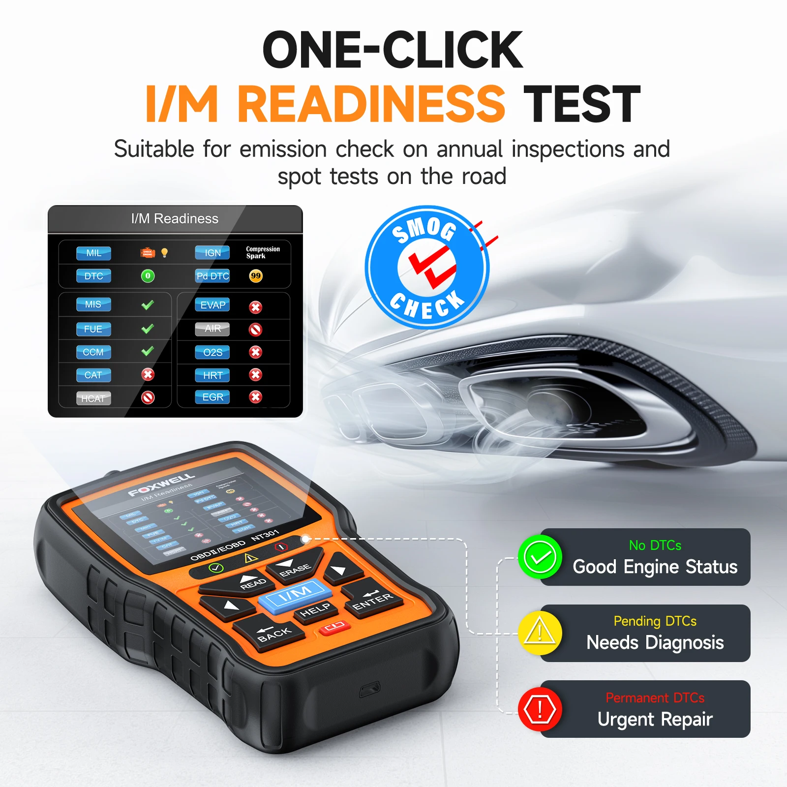 FOXWELL NT301 OBD2-Scanner für Live-Daten, professionelles Mechaniker-OBDII-Diagnosecode-Lesegerät für Check Engine Light I/M Readines – Detail 1