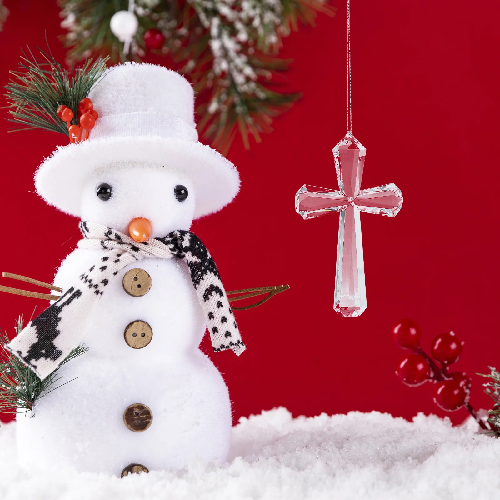 

Acrylic Cross Ornament Small Wall Hanging Decor For Christmas Tree Home Indoor Holiday Room Desktop Xmas Decoration Gift Unique