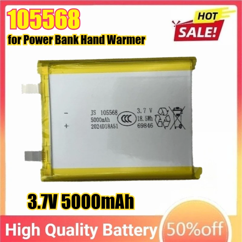 

3.7V 5000mAh 105568 Lithium Polymer Battery for Power Bank Hand Warmer LED Light Smart Robot Rechargeable Li-polymer Batteries