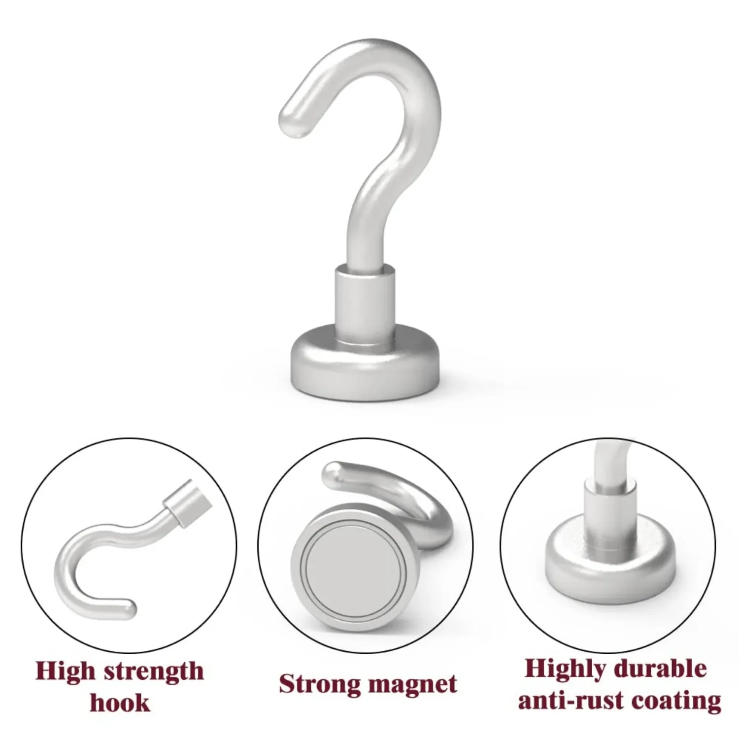 10Pcs Strong Magnetic Hooks Load Bearing Hook MultiPurpose Storage For Home Kitchen Bar Storage Key Hanging Hanger
