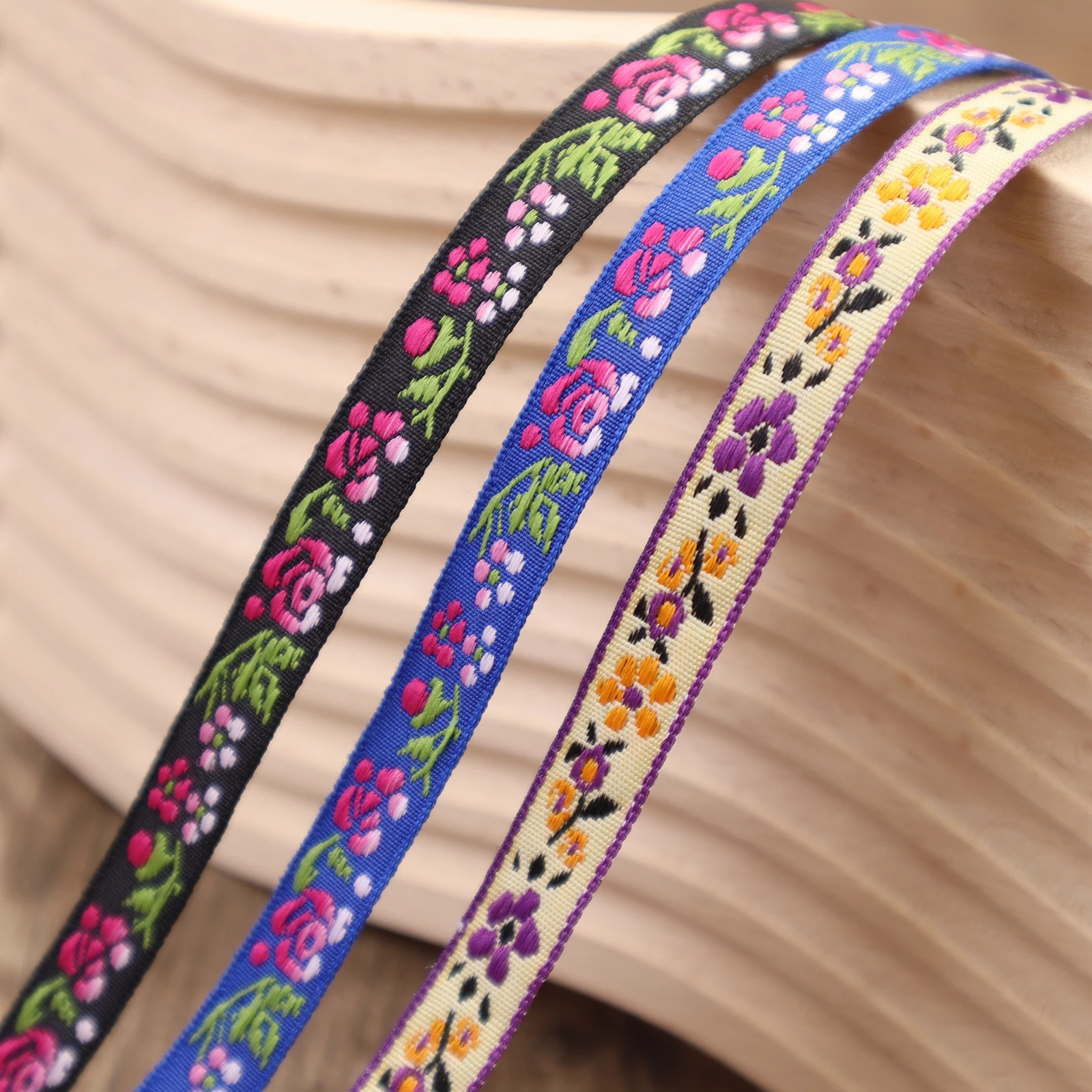 2 Yards Jacquard Lace Ribbon Flower Embroidered Trim for DIY Crafts, Scrapbooking, Gift Wrapping