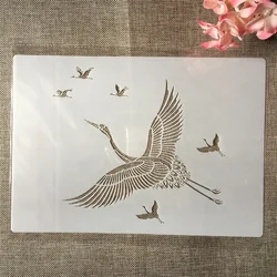 A4 29cm Crane Birds DIY Layering Stencils Wall Painting Scrapbook Coloring Embossing Album Decorative Template