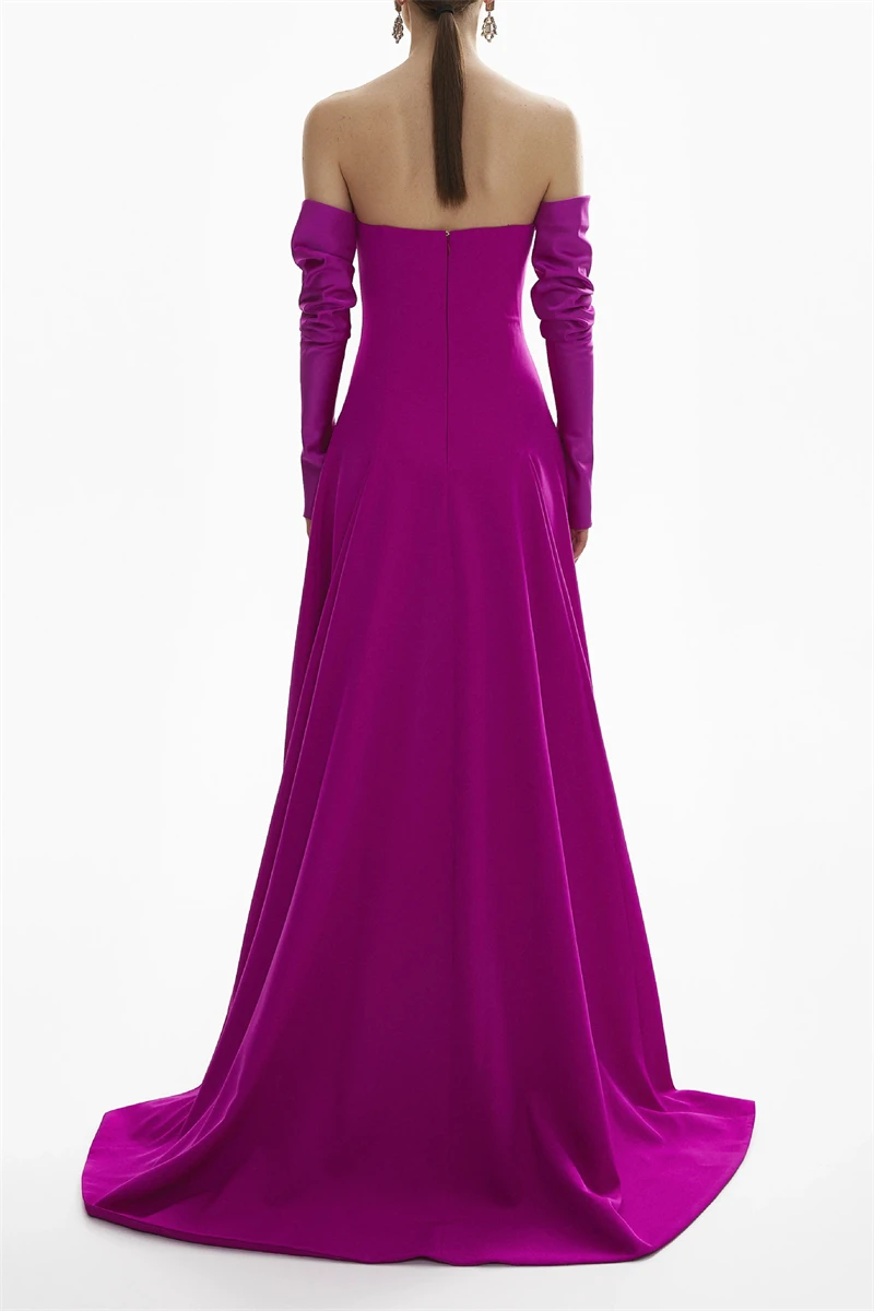 Eightree Elegant Purple A Line Evening Dresses Strapless Deatchable Long Sleeves Africa Women Prom Dress Formal Party Dress 2024