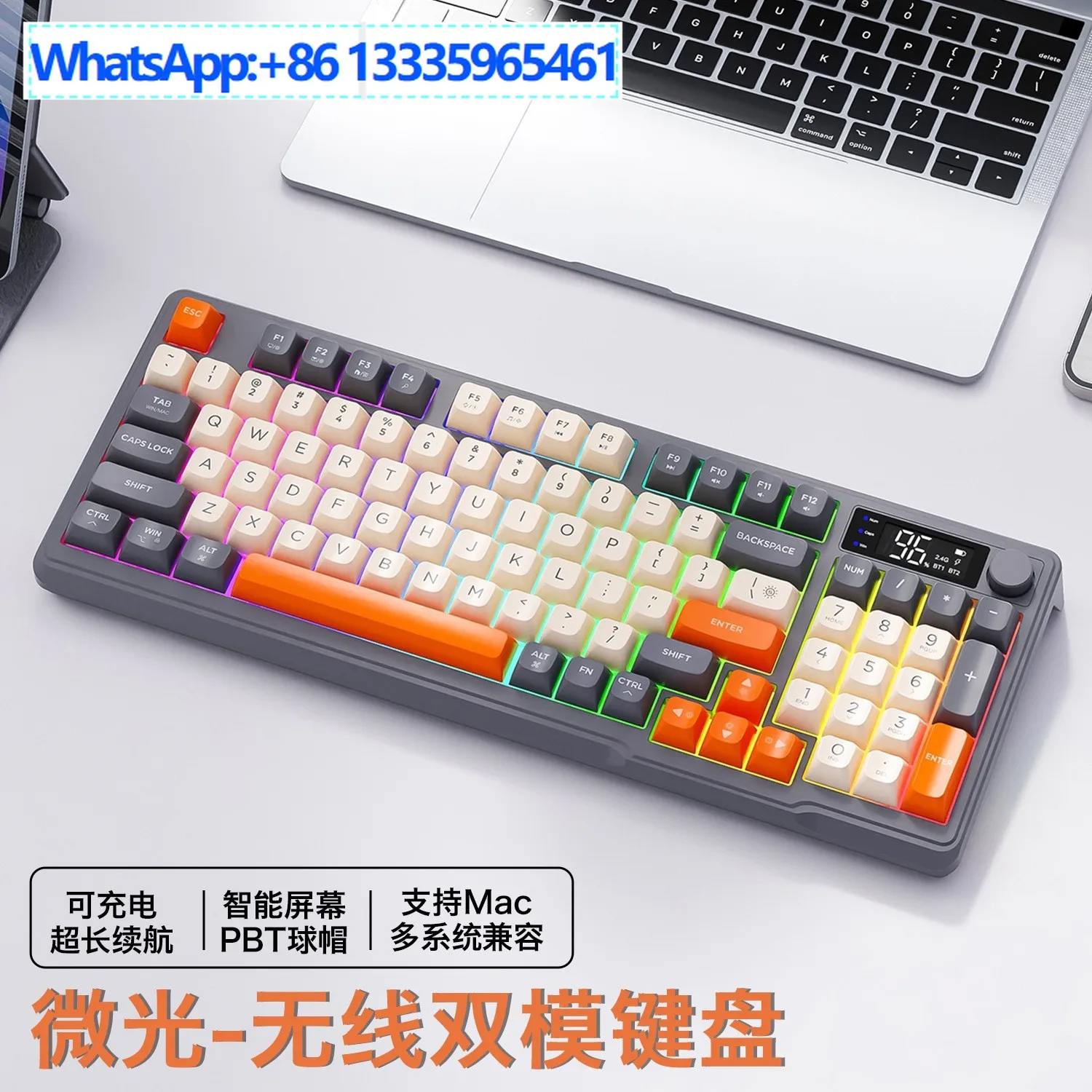 clavier-mecanique-sans-fil-bluetooth-m96-double-mode-capuchon-a-bille-pbt-avec-bouton-d'affichage-clavier-a-membrane-de-jeu