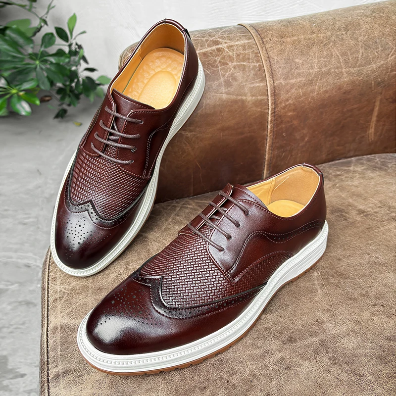 

Мужские кожаные туфли-оксфорды с толстой подошвой, формальные, деловые, повседневные, в британском стиле, дерби, на шнуровке, высококачественные кроссовки