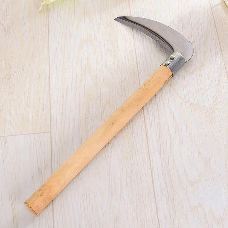 Agricultural Long Handle Sickle Cutting Wheat Lawn Mower Gardening Grass Weeding Knife Farm Scythe Sickle Garden Tools