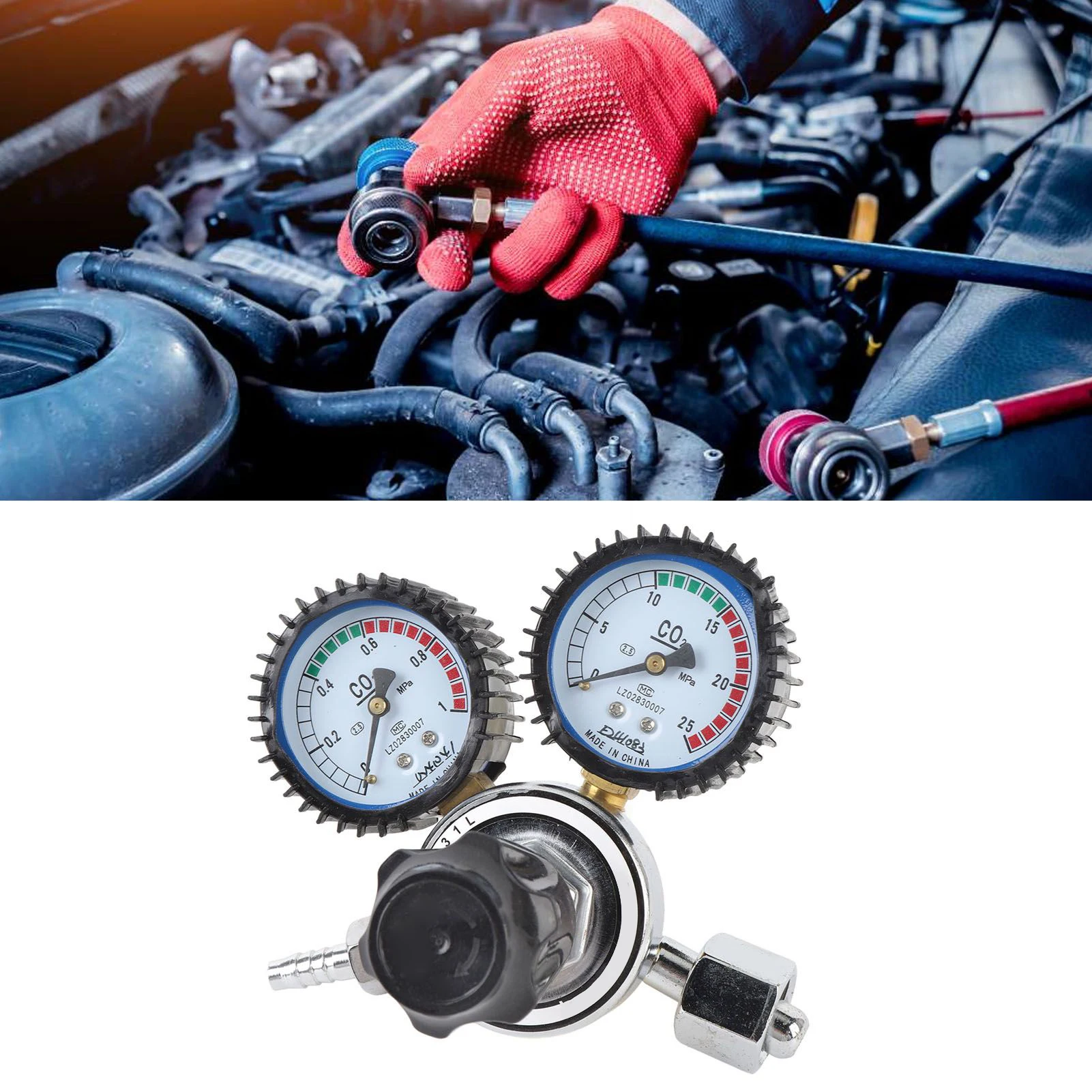 Regulador de CO2 2 medidores Control de doble etapa Construcción metálica M16x1.5 /8in-14 Out para regulador de CO2 de presión de CO2