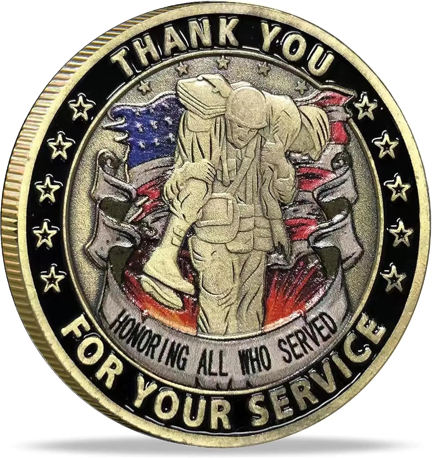 Thank You for Your Service Military Appreciation Challenge Coin Tribute to Fallen Heroes Never Forget Veterans