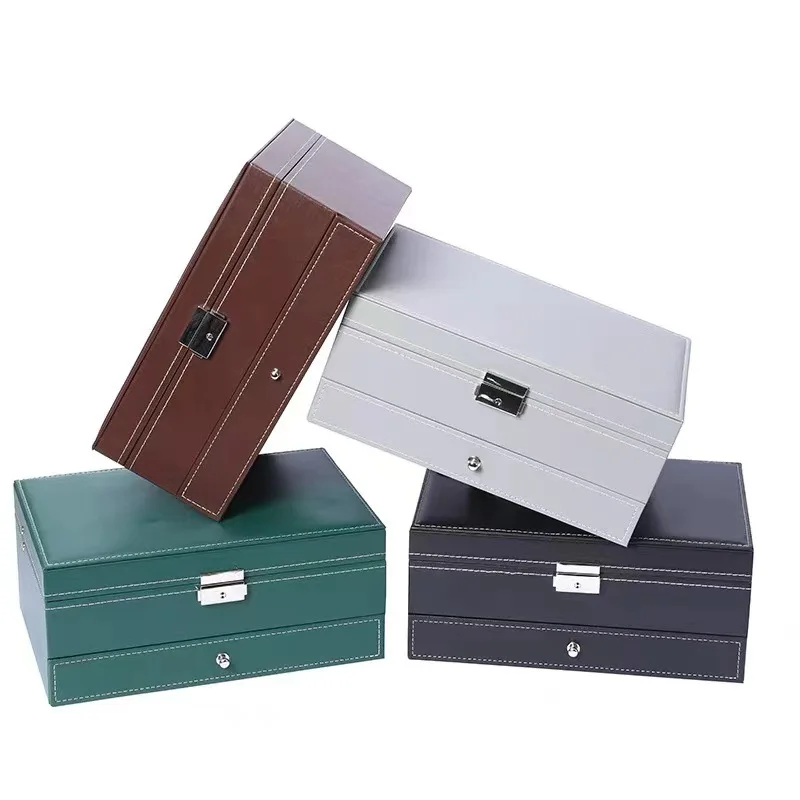 WELLZONE Large-Capacity Household Practical Watch Accessory Storage Box Eco-Friendly PU Leather Watch Display Box