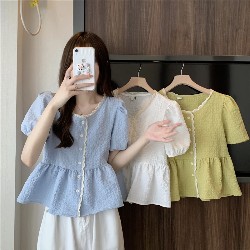 

Short Sleeve Shirts Womens Linen Pintucked Regular Shirt High Street Look Office Lady Minimalist Modern Commuter Elegant Work