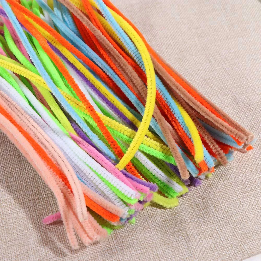 100 pçs chenille hastes bigorna fio artesanato tubo brinquedos de pelúcia enfeites haste colorida diy tiras torção barra fofo diy