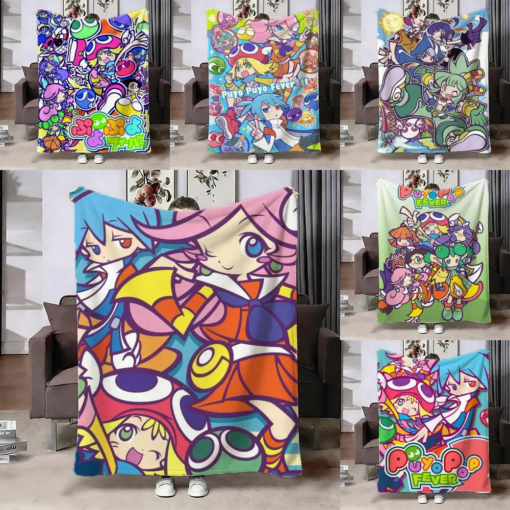 

Плед Puyo Pop Fever с двусторонним узором, уютный фланелевый плед, легкий, приятный для кожи, теплый, для дивана, кровати, офиса, путешествий, на все сезоны