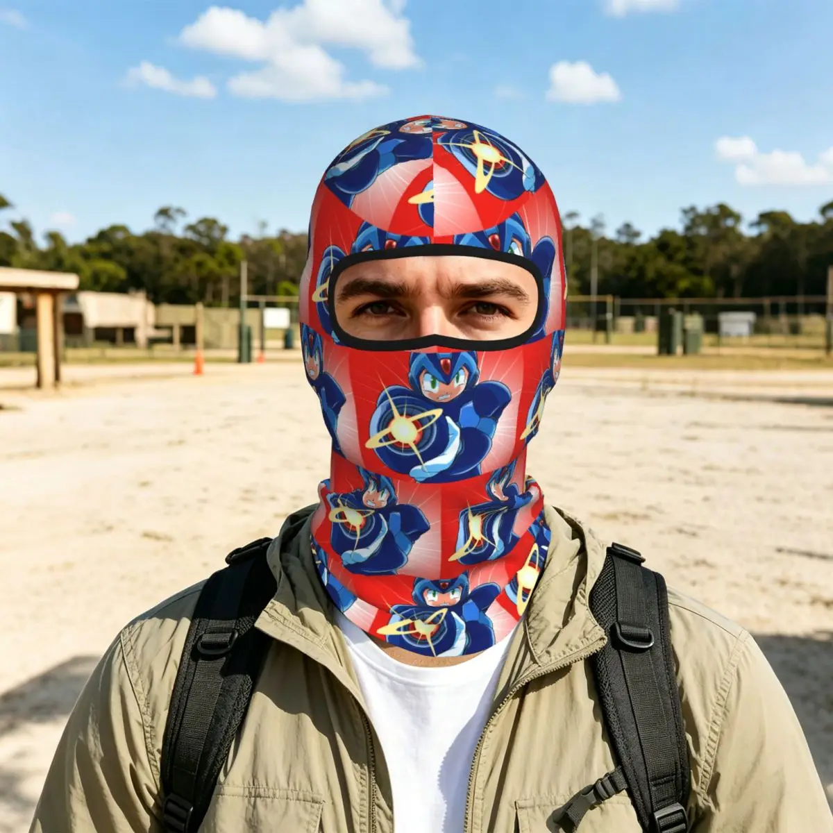 Megaman Video Game Mega Man Breathable Thin Balaclava Full Face Mask Sun Protection Neck Gaiter For Motorcycle Fishing Outdoor