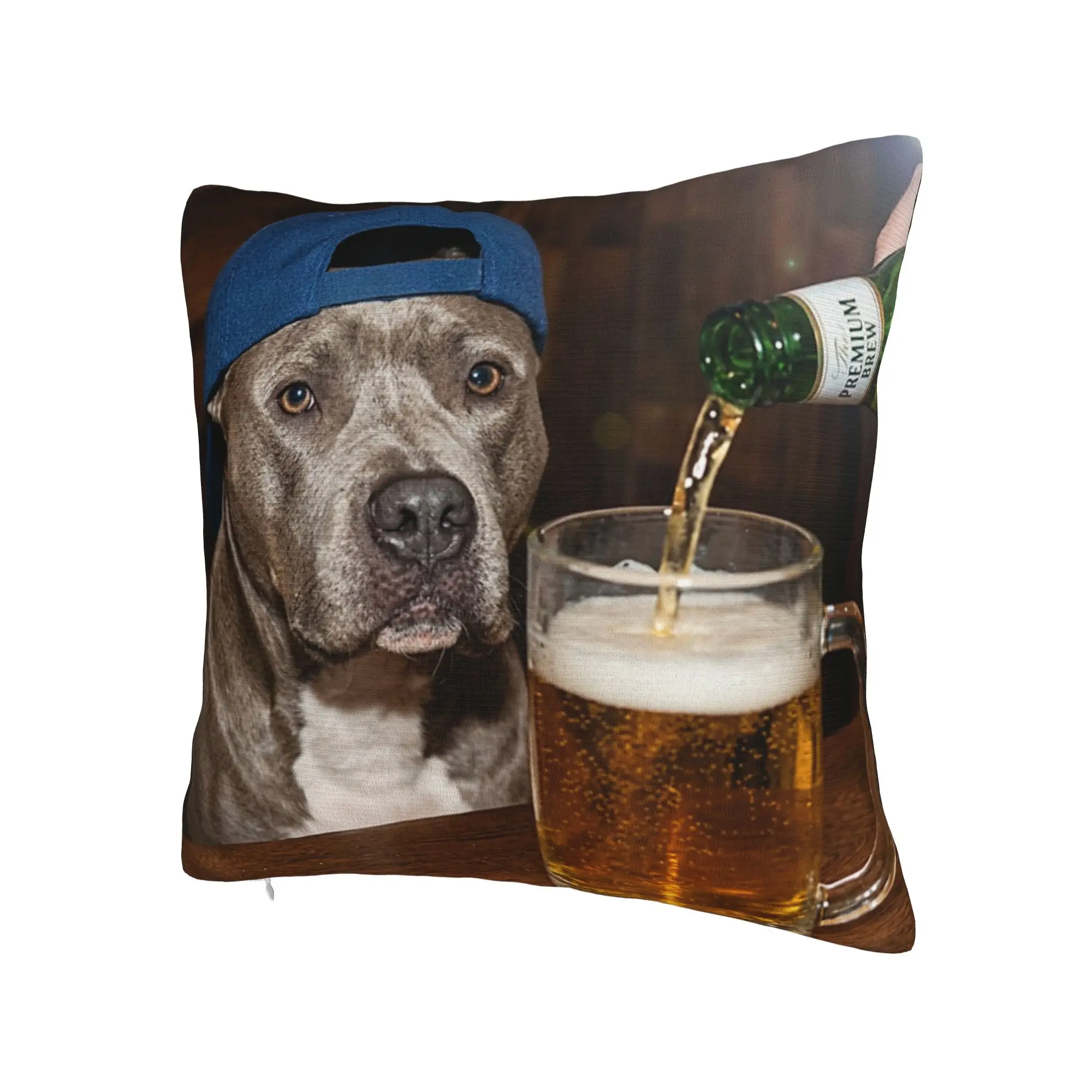 Decorative Pillow Covers Border Collie Drinking Beer Funny Dog Meme  Merchandise Chair Throw Pillow Case Cover Square Multi Size