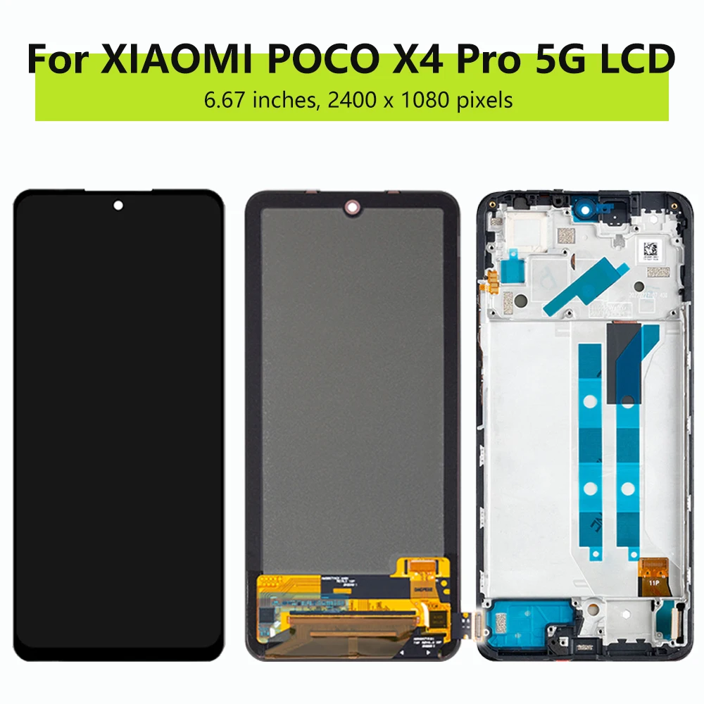 Super AMOLED For Xiaomi Poco X4 Pro 5G 2201116PG Display Screen Touch Panel Digitizer Assembly Replacement for Poco X4 Pro 5G