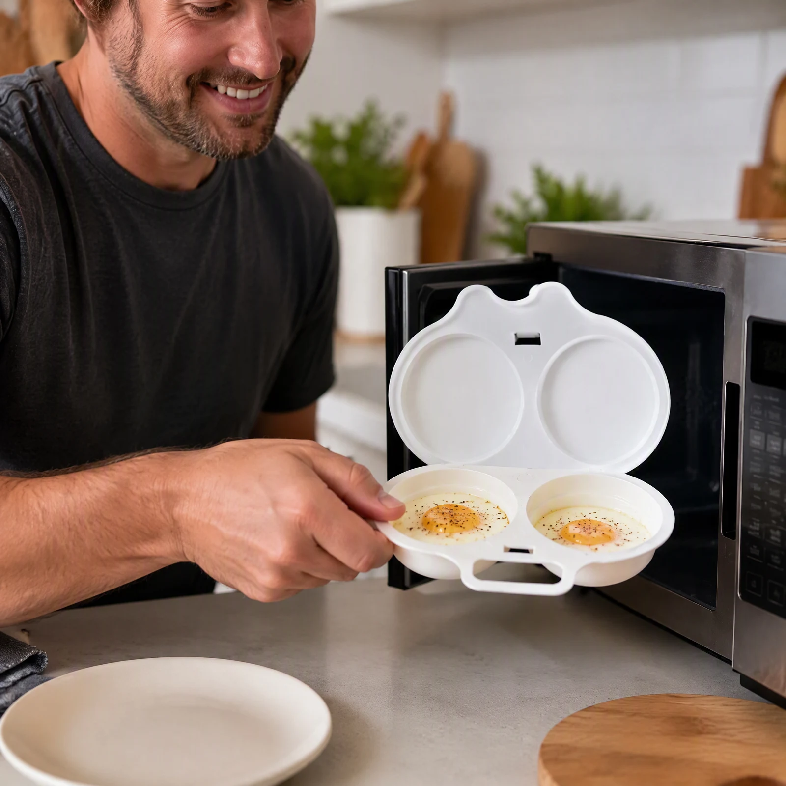 Microwave Egg Maker Dual Slot PP Food-Grade Plastic Poached Egg Steamer Fast Breakfast Cooker