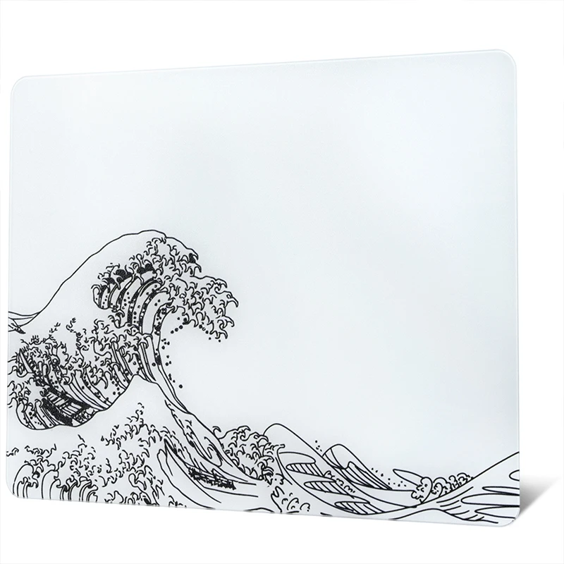 Sea Waves Smooth Tempered White Glass Mousepad Game Professional Large Mouse Mat Special Glass Surface Smooth Slightly Textured
