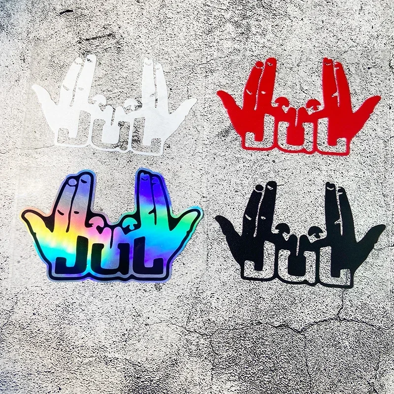 

2PCS 2025 New Funny JUL Finger Scooter Stickers Waterproof Motorcycle Fuel Tank Front Fairing Laptop Universal Vinyl Decals