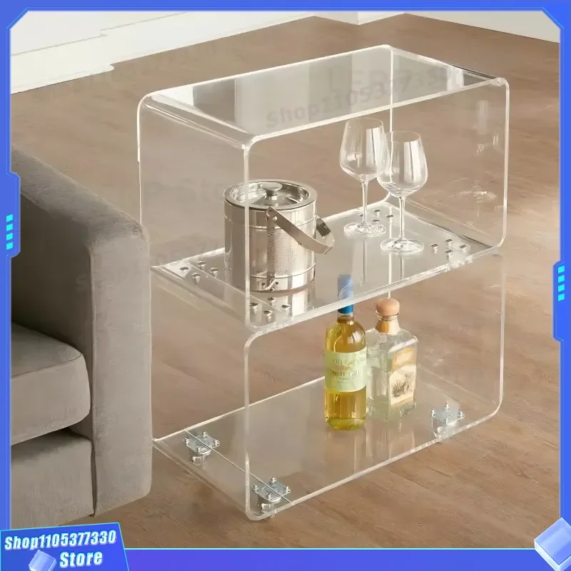 Modern Acrylic Service Cart with Four Wheels for Hotel Kitchen Catering Bar Trolley Factory Direct Sale Rolling Utility Cart